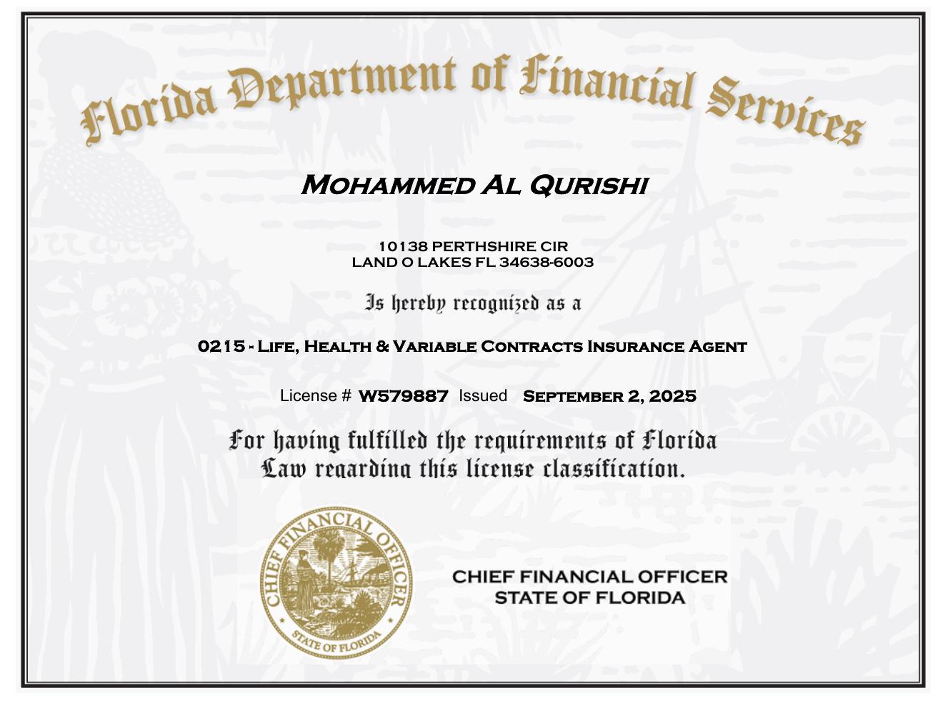 Florida health insurance license
