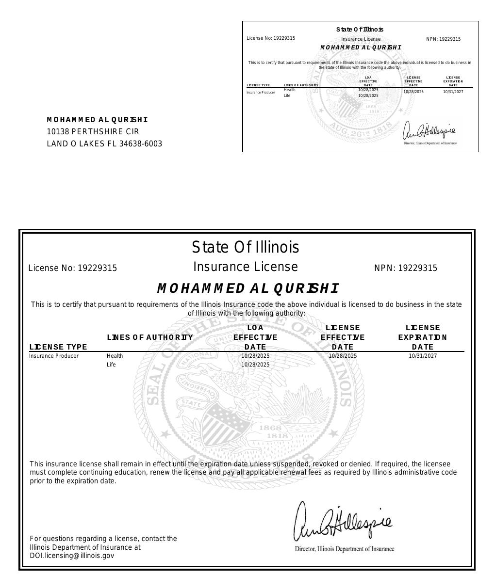 Illinois health insurance license